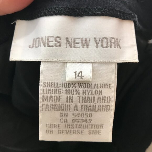 vintage Jones New York wool navy 2 piece skirt suit set size 14 - Picture 8 of 8